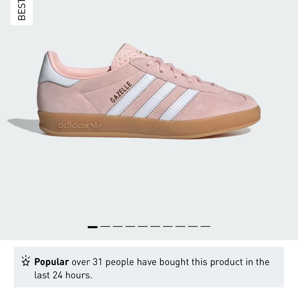 NWT Adidas GAZELLE INDOOR SHOES - Sandy Pink - W Size 7.